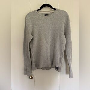 LUCKY BRAND Light Gray Crewneck Thermal, Size Medium